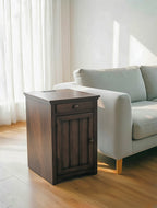 Mission Greyish Brown Wood Snack Side End Table with USB and Cup Holders Cabinet – MS-1170