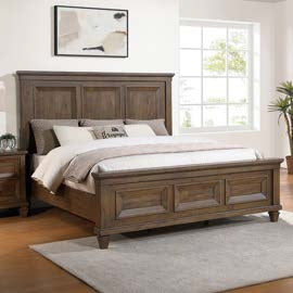 00-2114B-4PC 4 pc Mariana vintage mocha finish wood traditional queen bed set with USB ports