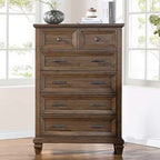 00-2114B-4PC 4 pc Mariana vintage mocha finish wood traditional queen bed set with USB ports