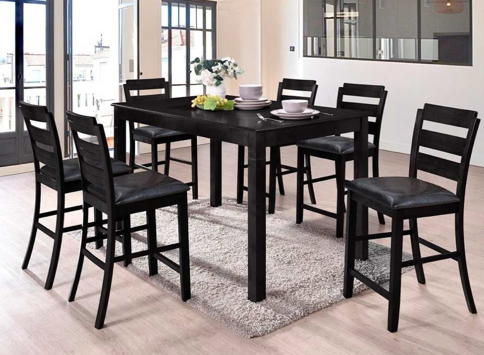 Max-7PC 7 pc Max espresso finish wood counter height dining table set
