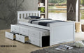 Maya-WHT  Maya white finish wood twin captains bed with trundle and drawers