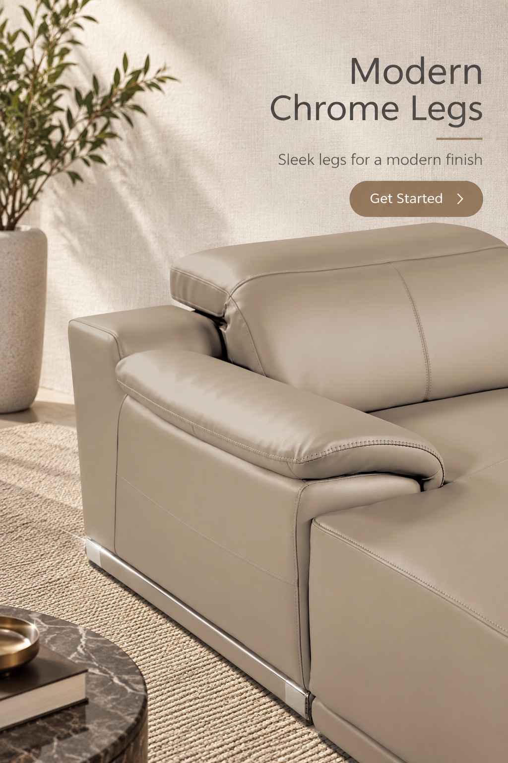 DivanItalia Beige Italian Leather 3-Piece Power Reclining Sectional with Chaise – 9762BG-3PC-CH