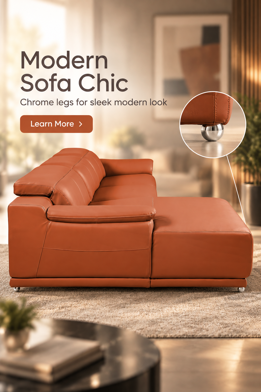 DivanItalia Camel Italian Leather 3-Piece Power Reclining Sectional with Chaise – 9762CM-3PC-CH
