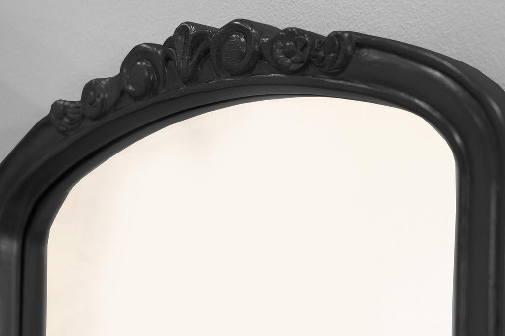 Poundex F4009 3 pc black finish wood make up bedroom vanity set curved legs stool and mirror