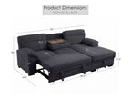 Lilola Home Kipling II Charcoal Grey Chenille Sectional Sofa with Pop-Up Sleeper, Storage Chaise & USB Charging – V81455