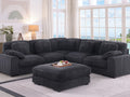 Lilola Home Sloane 6-Piece Charcoal Corduroy Reversible Modular Sectional Sofa with Ottoman – 81650-3