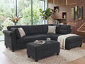Lilola Home Diego 3-Piece Black Fabric Sectional Sofa with RAF Chaise & Storage Ottoman – V83001