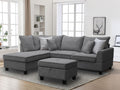 Harmony 3-Piece Light Grey Fabric Sectional Sofa with LAF Chaise & Storage Ottoman – V83005