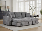Lilola Home Seraphina Grey Boucle Reversible Sleeper Sectional Sofa with Storage Chaise & USB Charging – A89440