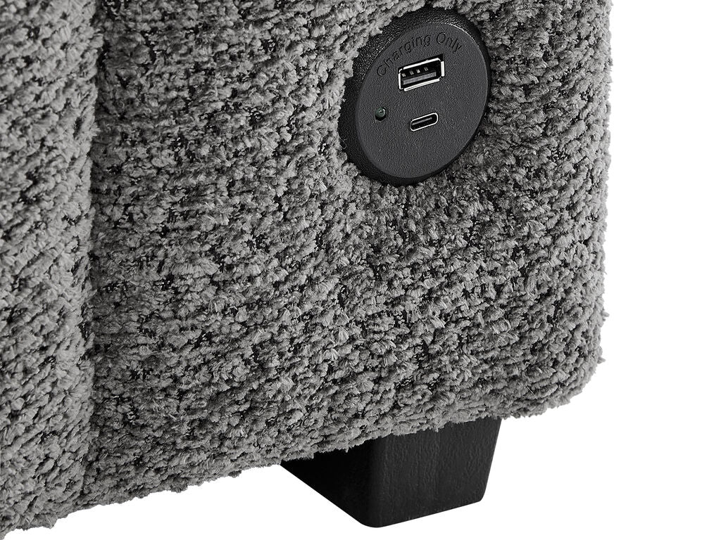 Lilola Home Seraphina Grey Boucle Reversible Sleeper Sectional Sofa with Storage Chaise & USB Charging – A89440