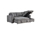 Lilola Home Seraphina Grey Boucle Reversible Sleeper Sectional Sofa with Storage Chaise & USB Charging – A89440