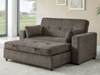 Lilola Home Arnold 76"W Ash Brown Chenille Convertible Sofa Sleeper with Memory Foam & USB Charging – V81665