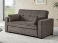 Lilola Home Arnold 76"W Ash Brown Chenille Convertible Sofa Sleeper with Memory Foam & USB Charging – V81665