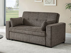 Lilola Home Arnold 76"W Ash Brown Chenille Convertible Sofa Sleeper with Memory Foam & USB Charging – V81665