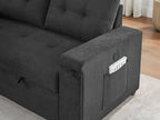 Lilola Home Toby Black Woven Fabric Convertible Sectional Sofa with Pop-Up Sleeper, Storage Chaise & USB Charging – V81395BK