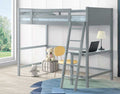 Pixar-GRY  Pixar grey finish wood twin loft workstation bed with desk underneath