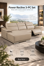 DivanItalia Beige Italian Leather 3-Piece Power Reclining Sectional with Chaise – 9762BG-3PC-CH