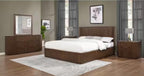 Best Master QT05BRQ-4PC 4 pc Qetora brown finish wood with fluted panel accent design queen bed set