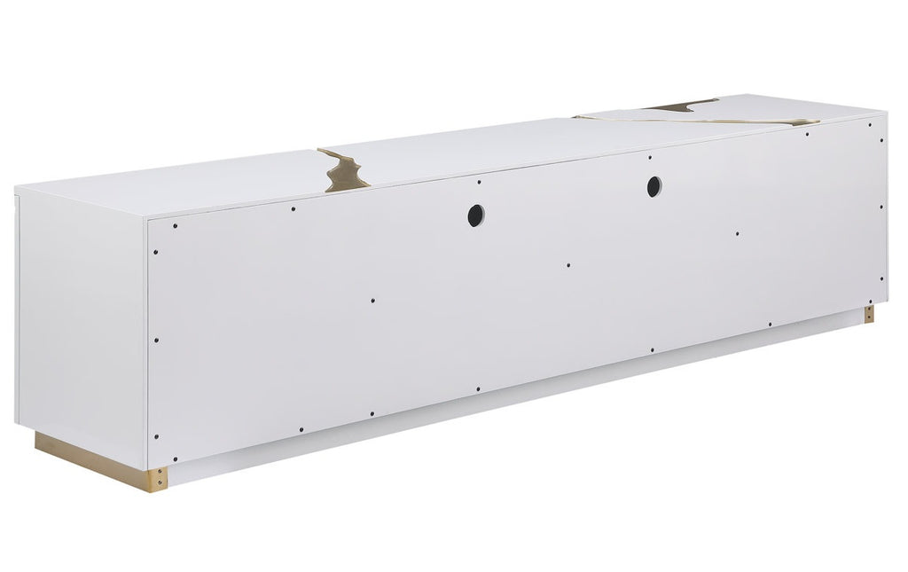 Best Master T1945WH-TV Rahshon white with gold high gloss finish wood TV stand cabinet