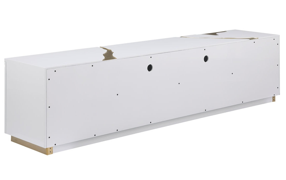 Best Master T1945WH-TV Rahshon white with gold high gloss finish wood TV stand cabinet