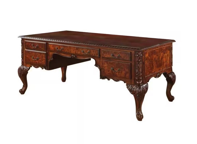 Best Master CD120 Carnegie ornate vintage look walnut finish wood renaissance style executive desk