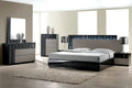 Best Master Romania 4 pc romania black gray lacquer finish wood modern style queen bed set