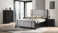 Asia Direct Romeo-4PC 4 pc Romeo wenge brown finish wood modern style grey fabric upholstered queen bedroom set