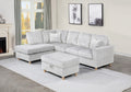 Best Quality S02 Maizee light grey striped wide corduroy fabric upholstered reversible chaise sectional sofa storage ottoman