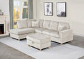 Best Quality S04 Maizee beige striped wide corduroy fabric upholstered reversible chaise sectional sofa storage ottoman