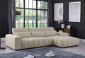 Best Quality S111 2 pc Beige chenille fabric sectional sofa with chaise and adjustable headrests with lumbar pillows