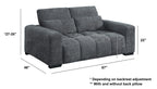 Best Quality S112 2 pc Dark grey chenille fabric sofa and love seat set adjustable headrests with lumbar pillows