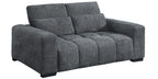 Best Quality S112 2 pc Dark grey chenille fabric sofa and love seat set adjustable headrests with lumbar pillows