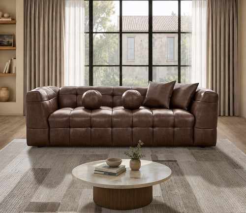 Best Quality Mocha Brown Faux Leather 2-Piece Sofa and Loveseat Set – S13-SL