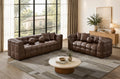 Best Quality Mocha Brown Faux Leather 2-Piece Sofa and Loveseat Set – S13-SL
