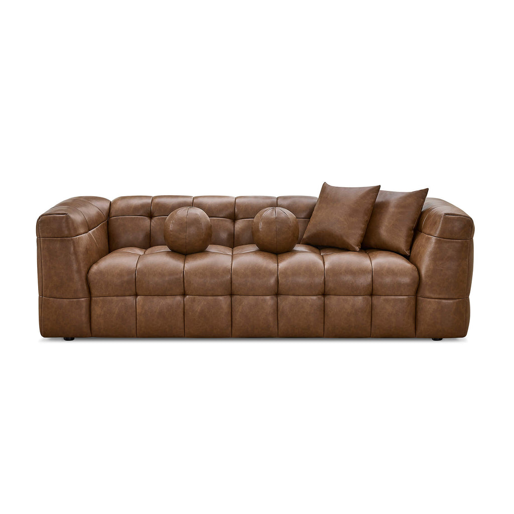 Best Quality Toffee Brown Faux Leather 2-Piece Sofa and Loveseat Set – S14-SL