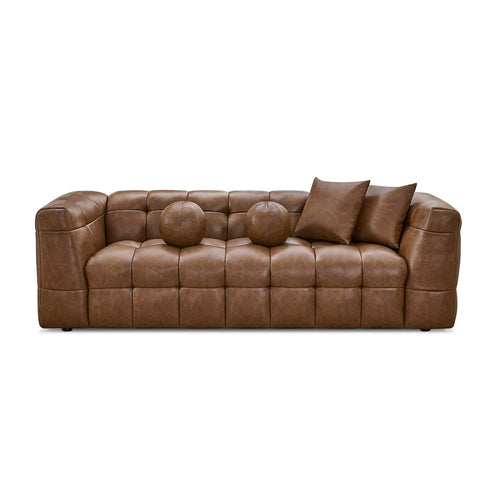 Best Quality Toffee Brown Faux Leather 2-Piece Sofa and Loveseat Set – S14-SL