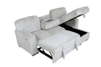 Best Quality S20 2 pc light grey 2" wide striped corduroy fabric upholstered reversible chaise sectional sofa USB ports