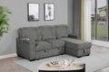 Best Quality S21 2 pc dark grey 2" wide striped corduroy fabric upholstered reversible chaise sectional sofa USB ports