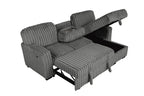 Best Quality S21 2 pc dark grey 2" wide striped corduroy fabric upholstered reversible chaise sectional sofa USB ports