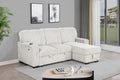 Best Quality S23 2 pc beige 2" wide striped corduroy fabric upholstered reversible chaise sectional sofa USB ports
