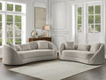 Best Quality Light Grey Fabric Wave-Back Sofa and Loveseat Set – S70-SL