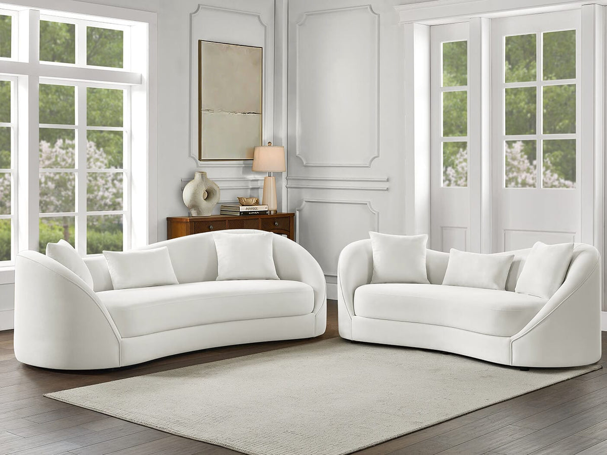 Best Quality Cloud Grey Fabric Wave-Back Sofa and Loveseat Set – S71-SL