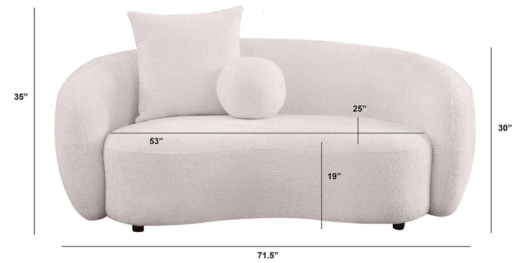 Best Quality S90-SL 2 pc Martinque beige teddy bear fabric modern mid-century sofa and love seat set rounded arms and backs