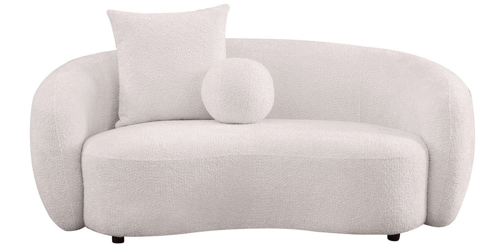 Best Quality S90-SL 2 pc Martinque beige teddy bear fabric modern mid-century sofa and love seat set rounded arms and backs