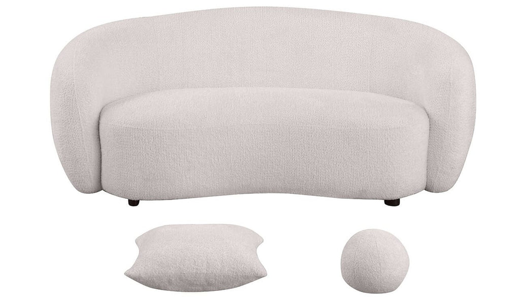 Best Quality S90-SL 2 pc Martinque beige teddy bear fabric modern mid-century sofa and love seat set rounded arms and backs