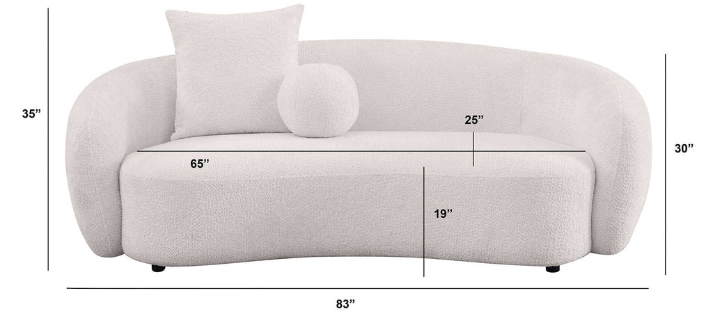 Best Quality S90-SL 2 pc Martinque beige teddy bear fabric modern mid-century sofa and love seat set rounded arms and backs