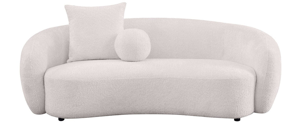 Best Quality S90-SL 2 pc Martinque beige teddy bear fabric modern mid-century sofa and love seat set rounded arms and backs