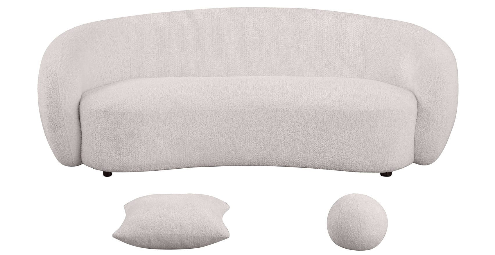 Best Quality S90-SL 2 pc Martinque beige teddy bear fabric modern mid-century sofa and love seat set rounded arms and backs