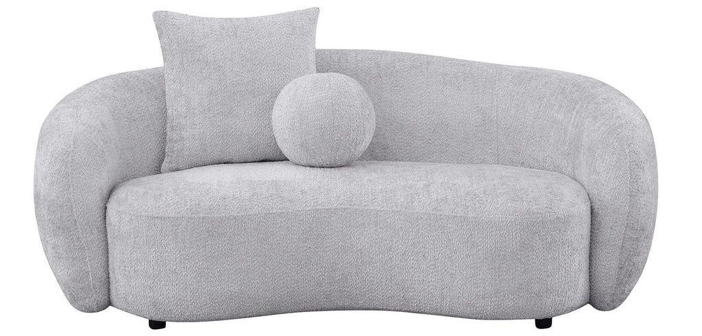 Best Quality S91-SL 2 pc Martinque light grey teddy bear fabric modern mid-century sofa and love seat set rounded arms and backs