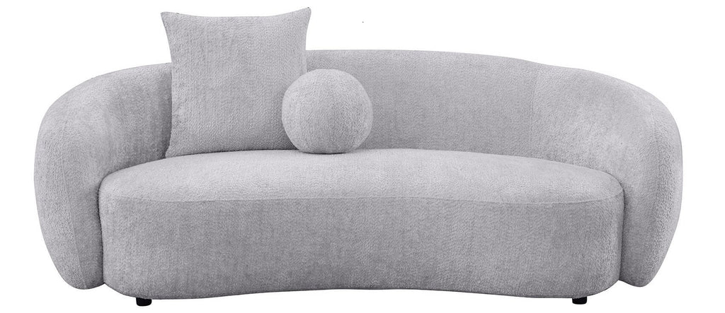 Best Quality S91-SL 2 pc Martinque light grey teddy bear fabric modern mid-century sofa and love seat set rounded arms and backs